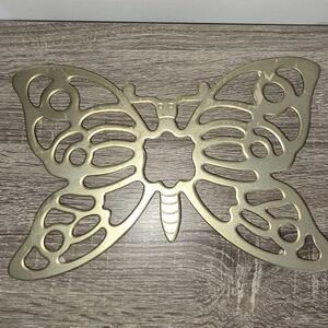 Brass Butterfly Trivet by Leonard Silverplate Italy Metal Decor Tarnished SEE PI